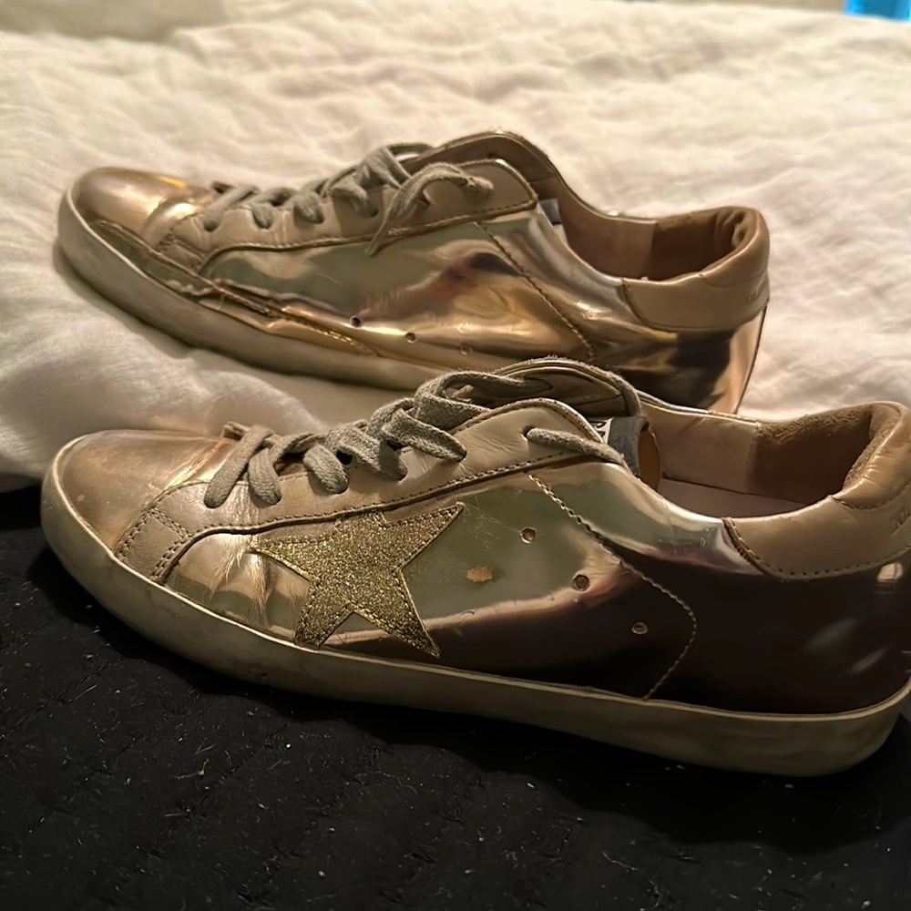 Worn 3 times, Rose Gold Golden Goose sneakers!